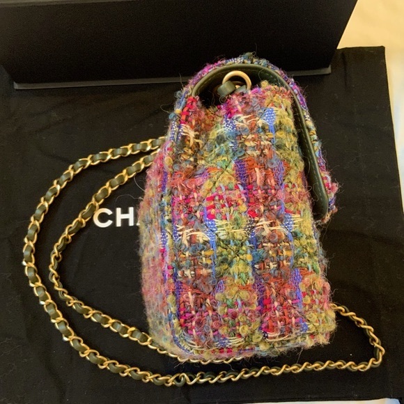 Chanel Quilted Tweed Mini Classic Square Single Flap Bag - Picture 6 of 11